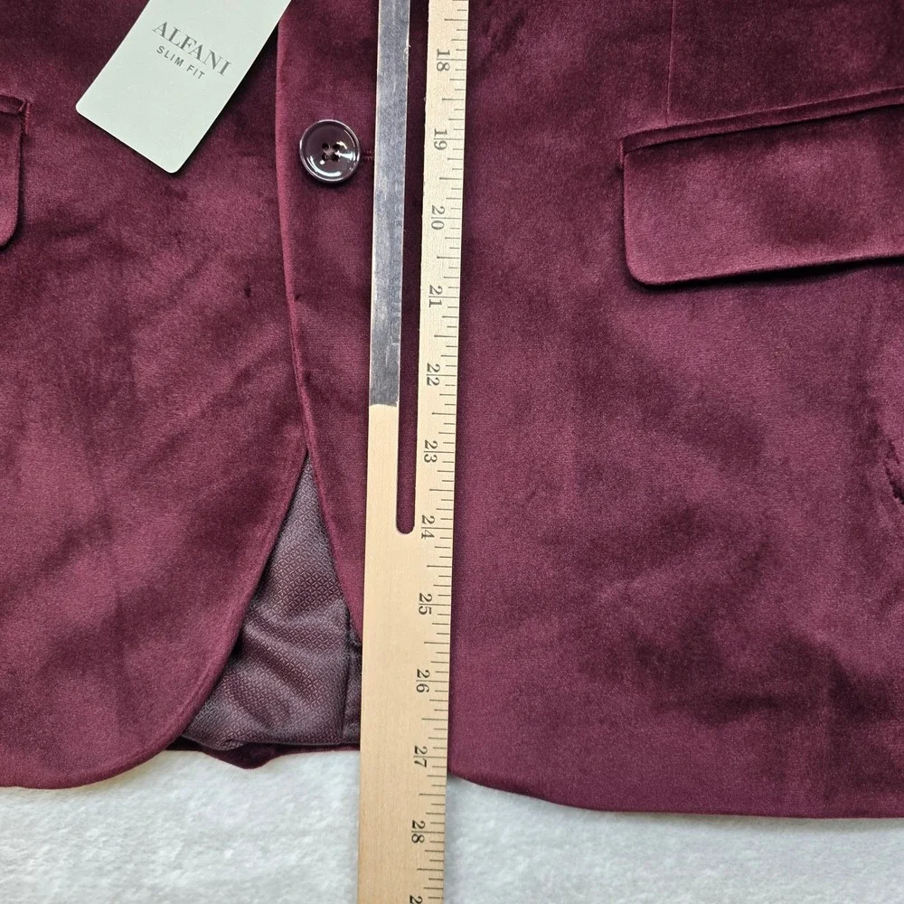 Alfani Slim Fit Velvet Blazer Mens‎ 38S 38 Burgundy Red Sport Coat $295 NEW